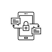 加密消息,数据保护线图标 加密消息,数据保护线图标