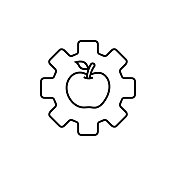 食品工程，齿轮，苹果水果，线图标