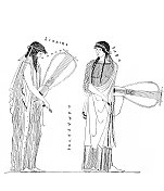 阿尔凯乌斯和萨福，源自阿提克的红色形象卡拉索斯，约公元前470年，来自阿克拉加斯(西西里岛)，今天在Staatliche Antikensammlungen