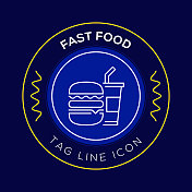 快餐圈徽章，现代标志矢量图标设计线风格
