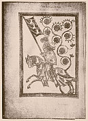 哈特曼・冯・奥伊――明尼苏达州人，或者中世纪德国宫廷爱情诗人。Codex Manesse(约1300年)或Gro?e Heidelberger Liederhandschrift，由Rudiger Manesse和他的儿子Johannes。骑马的骑士肖像。竞技