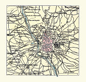19世纪90年代西班牙马德里的古董地图