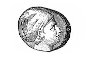 描绘萨福雕像的古钱币