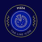 披萨圈徽章，现代标志矢量图标设计线风格