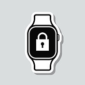 Smartwatch挂锁。图标贴纸在灰色背景