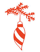 在一个透明的背景上涂鸦的圣诞元素-圣诞装饰枝