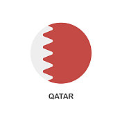 简单的旗帜卡塔尔-矢量圆平面图标