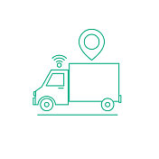 交付跟踪-航运和物流交付和运输在一个透明的基础上细线图标 交付跟踪-航运和物流交付和运输在一个透明的基础上细线图标