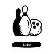 保龄球图标。潮流风格矢量插图符号 保龄球图标。潮流风格矢量插图符号