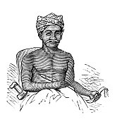 古董插图，民族志和土著文化:爪哇酋长，印度尼西亚