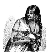 古代插画,民族志和土著文化:南美洲,瓦劳妇女 古代插画,民族志和土著文化:南美洲,瓦劳妇女