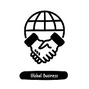 全球业务图标。潮流风格矢量插图符号 全球业务图标。潮流风格矢量插图符号