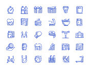 健身和健康手绘线图标集