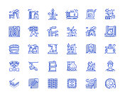重型和电力工业手绘线图标集 重型和电力工业手绘线图标集