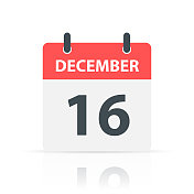 12月16日-日常日历图标与反思在白色背景