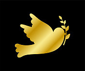 金色和平鸽图标。