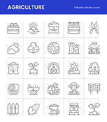 农业可编辑笔画线图标 农业可编辑笔画线图标