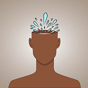 创意头部插图,头部充满水,人类多样性概念股票插图 创意头部插图,头部充满水,人类多样性概念股票插图