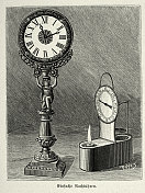 维多利亚时代的古董插画钟，19世纪90年代