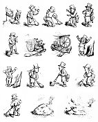 英国讽刺漫画――戴帽子拿扫帚的人