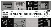 网上购物相关矢量设计概念。 网上购物相关矢量设计概念。