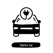 电动汽车图标。潮流风格矢量插图符号
