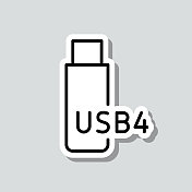 USB4闪存盘。图标贴纸在灰色背景