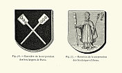 古插图法国巴黎和阿拉斯面包师的古盾形纹章