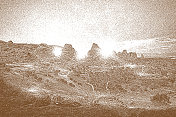 空白复古明信片拱门国家公园，犹他州