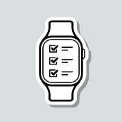 Smartwatch清单。图标贴纸在灰色背景