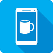 咖啡智能手机图标剪影