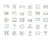 家具相关的矢量细线图标。大纲符号集合 家具相关的矢量细线图标。大纲符号集合