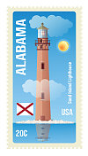 沙岛灯塔，莫比尔湾