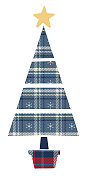 格子圣诞树装饰在一个透明的背景