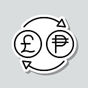 货币兑换-英镑比索。图标贴纸在灰色背景