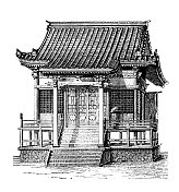 古董插图，民族志和土著文化:日本和东亚，寺庙