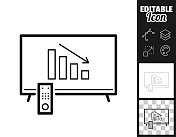 电视上的下降图表。图标设计。轻松地编辑