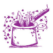 可爱的涂鸦风格魔术表演帽子 可爱的涂鸦风格魔术表演帽子