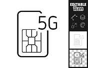 5 g的SIM卡。图标设计。轻松地编辑