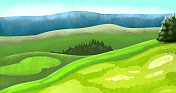草木山丘陵景观插图