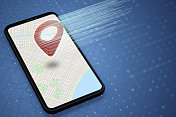 通用数字地图智能手机与地图Pin图标