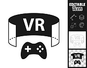 虚拟现实游戏。图标设计。轻松地编辑
