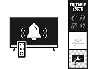 电视响铃通知。图标设计。轻松地编辑