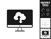 云下载和上传桌面电脑。图标设计。轻松地编辑