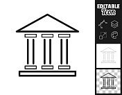 银行、法院、博物馆。图标设计。轻松地编辑
