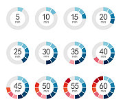 矢量信息图元素倒数时间秒表条指示图表圆设置隔离在白色背景插图