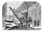 古董插图，应用力学和机器:起重机，升降机和提升机