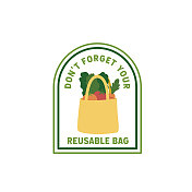 可重复使用袋环境图标徽章或标签在透明的背景
