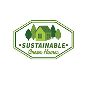 绿色家居环境图标徽章或标签在透明的背景