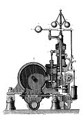 古董插图，应用力学:蒸汽动力机器，蒸汽分配，Nolet
